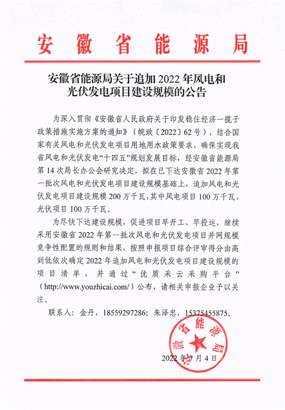 再加1GW光伏+1GW風電！安徽2022年風光項目建設規(guī)模擬至5GW！