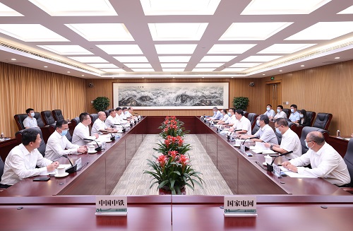 國家電網(wǎng)公司總經(jīng)理、黨組副書記張智剛與中國中鐵董事長陳云會談