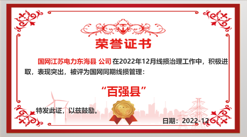 國網(wǎng)東?？h供電公司同期線損工作再獲佳績