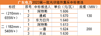 雙面655W+1.606元/瓦，阿特斯預中標廣東電力330MW組件集采