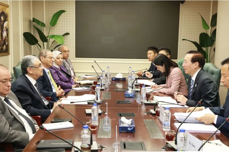 國家電網(wǎng)董事長辛保安與埃及電力部部長沙赫爾、中國駐埃及大使廖力強會談
