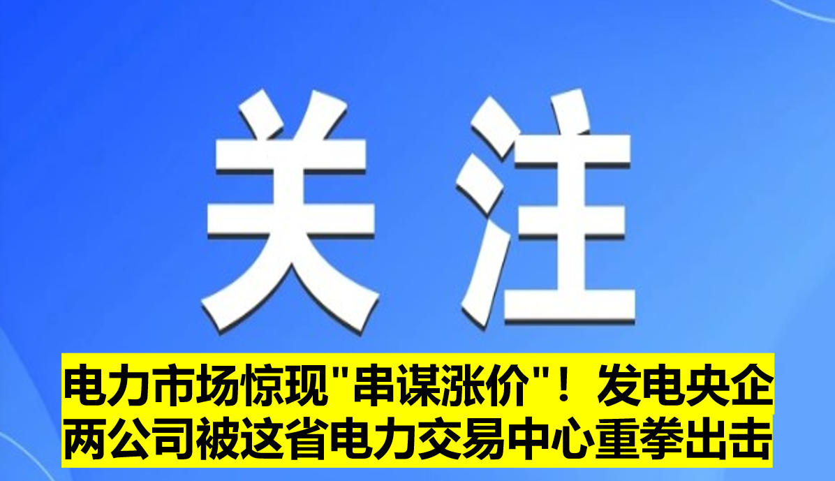 電力市場驚現(xiàn)"串謀漲價"！發(fā)電央企兩公司被這省